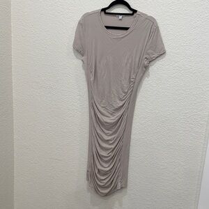 James Perse Elegant Ruched Light Grey Dress
